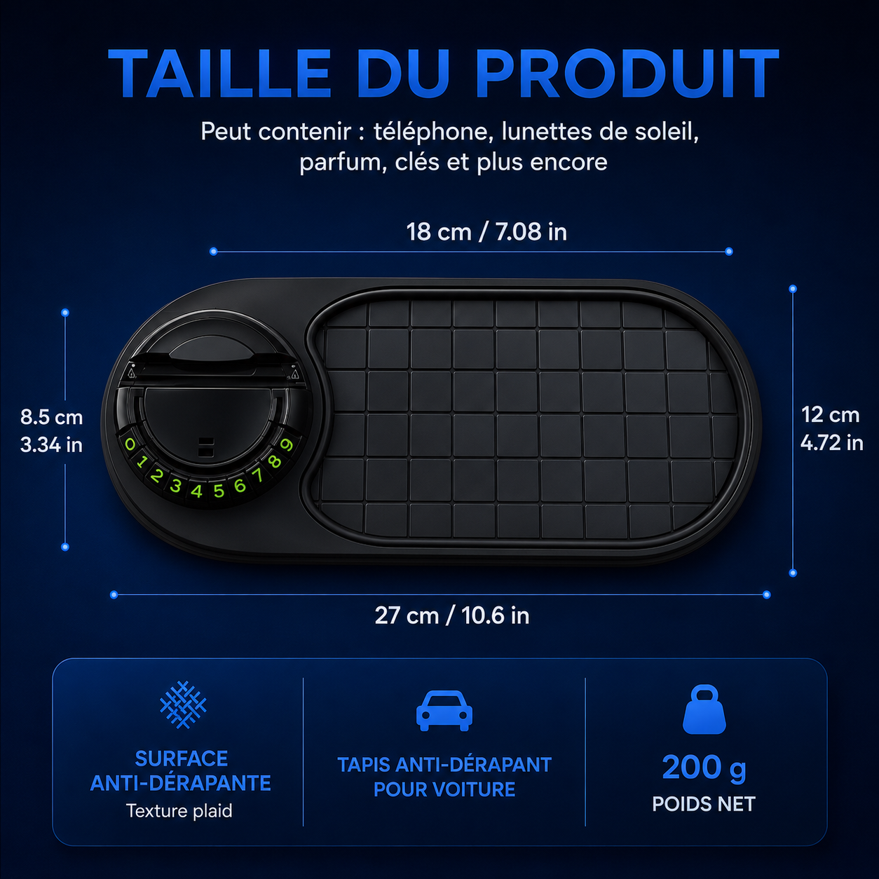 Support Téléphone antidérapant pour voiture